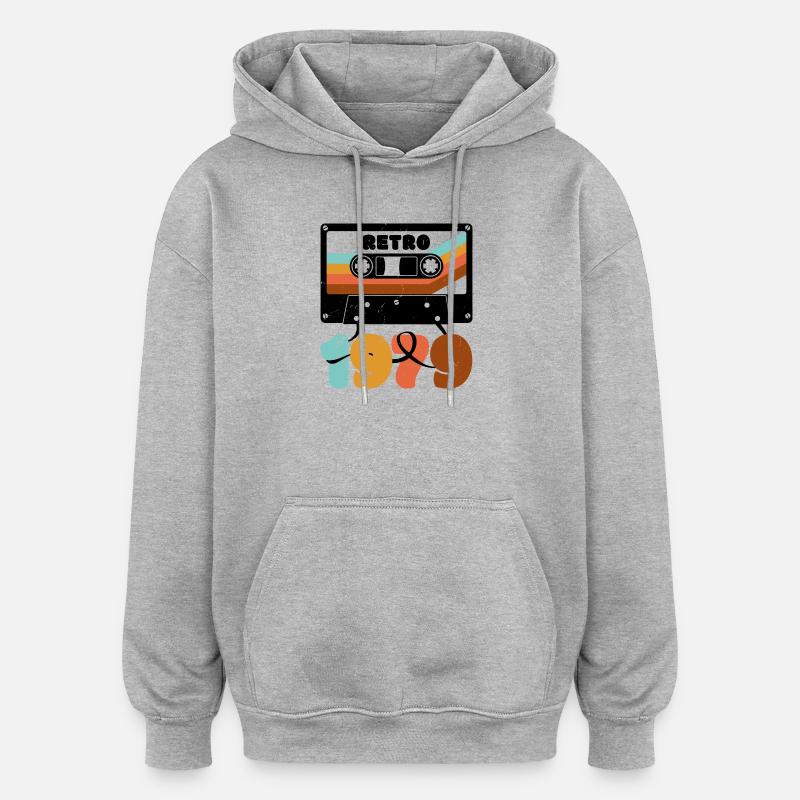 1979 Cassette de musique rétro - Sweat à capuche oversize unisexe - gris chiné