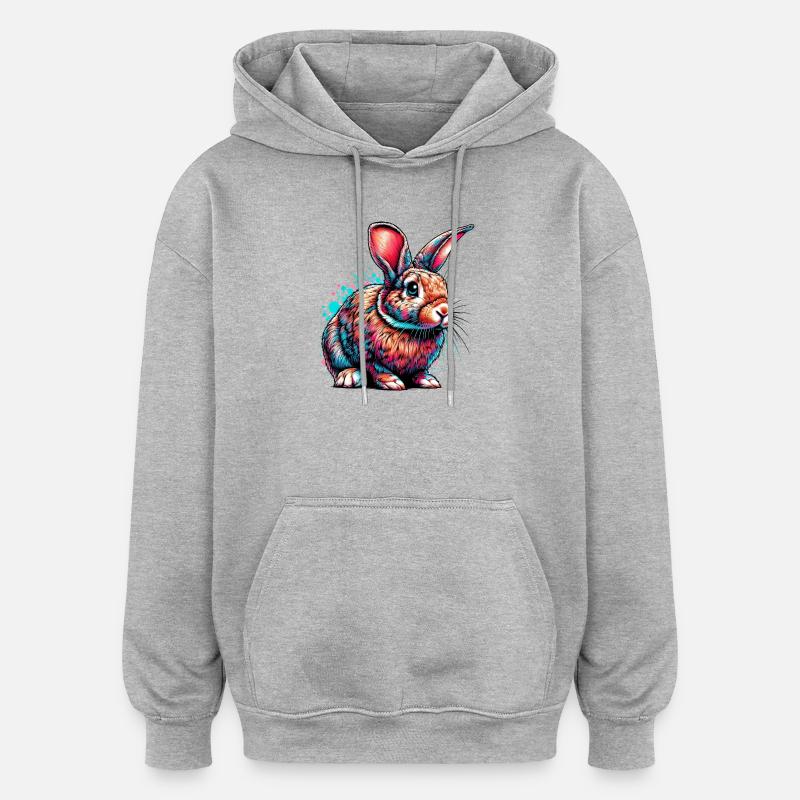 Lapin - Sweat à capuche oversize unisexe - gris chiné