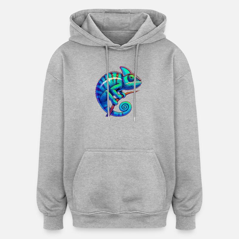 Caméléon - Sweat à capuche oversize unisexe - gris chiné