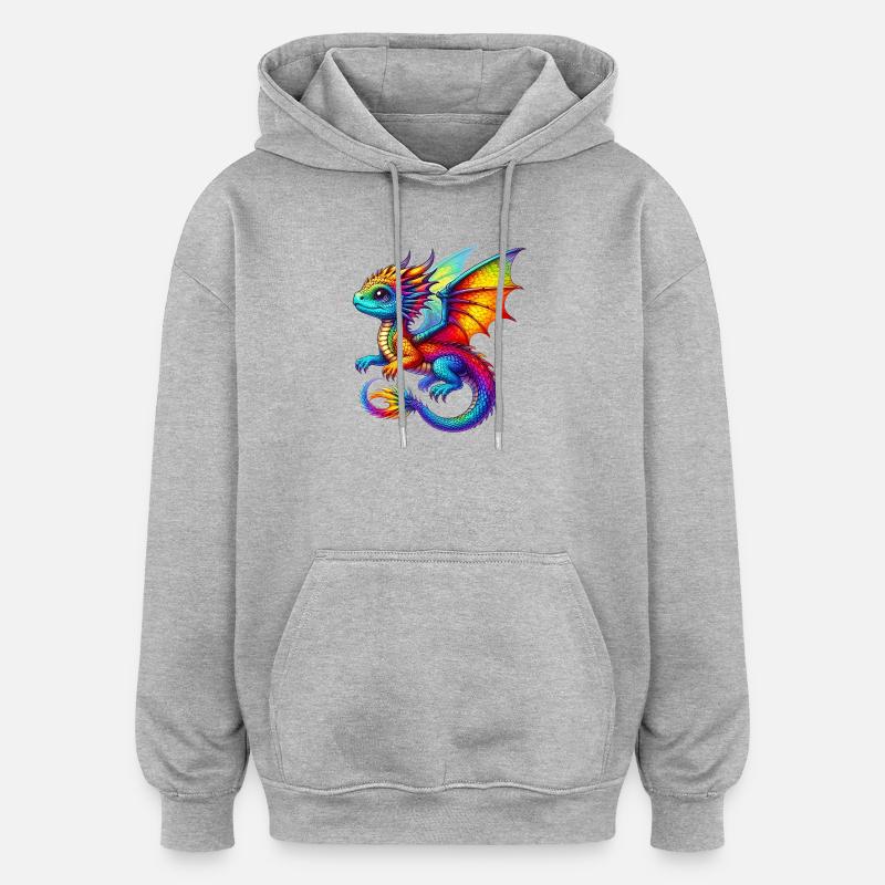 Dragon - Sweat à capuche oversize unisexe - gris chiné