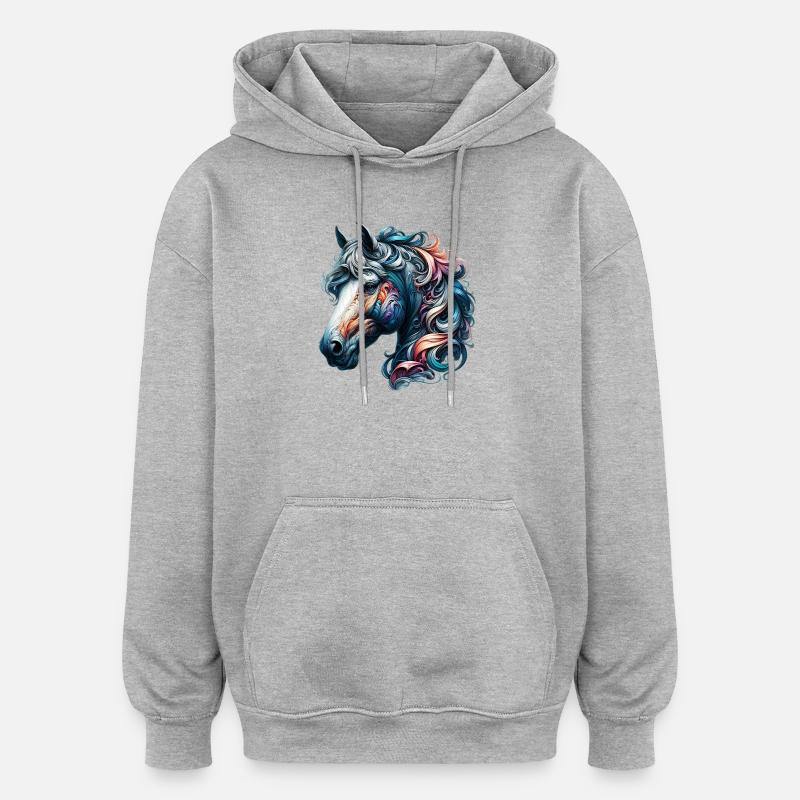 Cheval - Sweat à capuche oversize unisexe - gris chiné