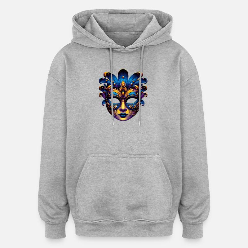Masque du Carnaval de Venise - Sweat à capuche oversize unisexe - gris chiné