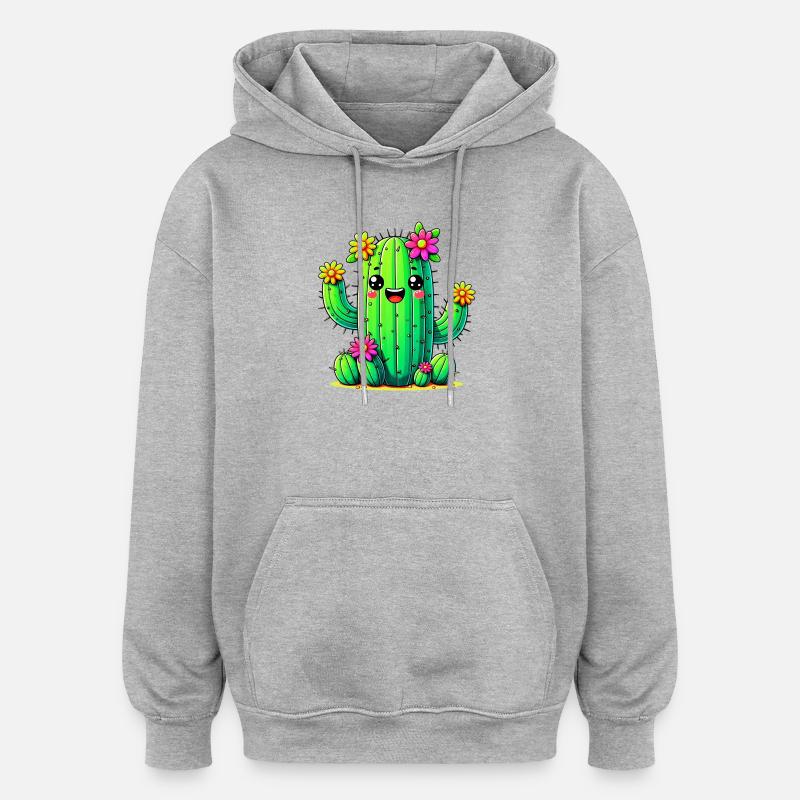 Cactus - Sweat à capuche oversize unisexe - gris chiné