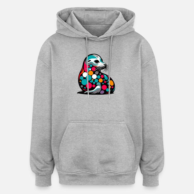 Phoque - Sweat à capuche oversize unisexe - gris chiné