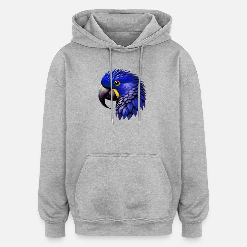 Perroquet - Sweat à capuche oversize unisexe - gris chiné