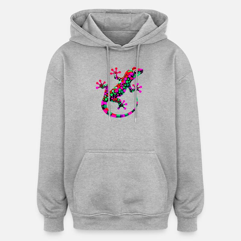 Gecko - Sweat à capuche oversize unisexe - gris chiné