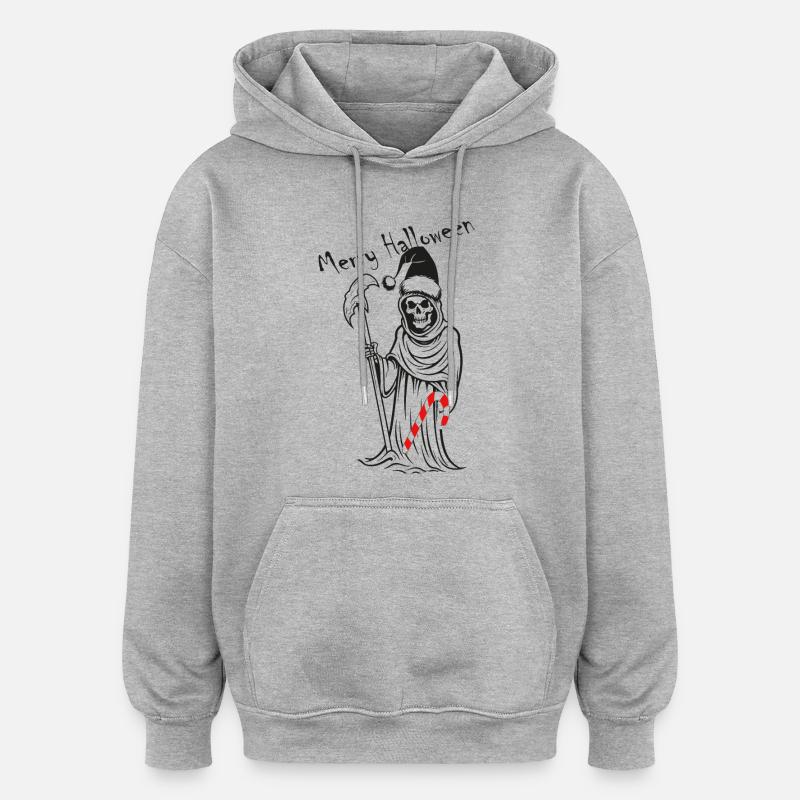 Faucheuse avec canne à sucre Halloween - Sweat à capuche oversize unisexe - gris chiné