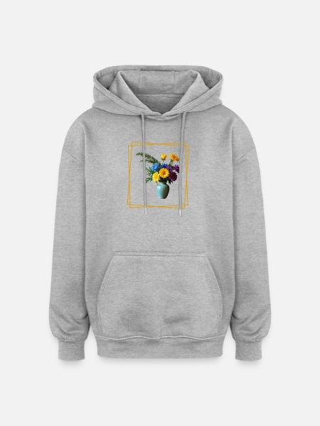Flowers - Oversized Unisex Hoodie - Grau meliert