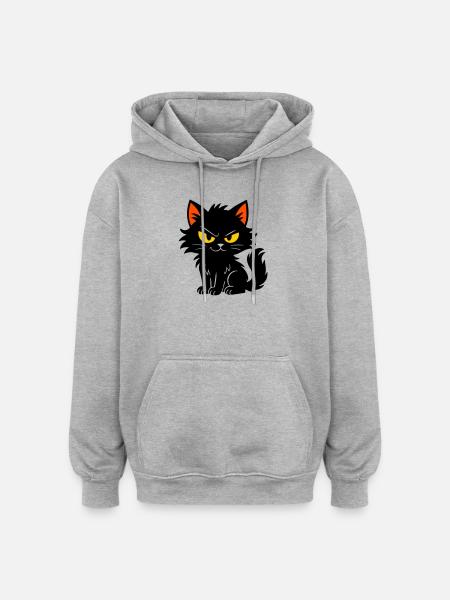 Chaton doux - Sweat à capuche oversize unisexe - gris chiné