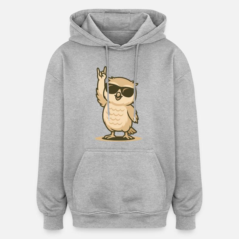 Rock’n’Hoot Hibou Bébé - Sweat à capuche oversize unisexe - gris chiné
