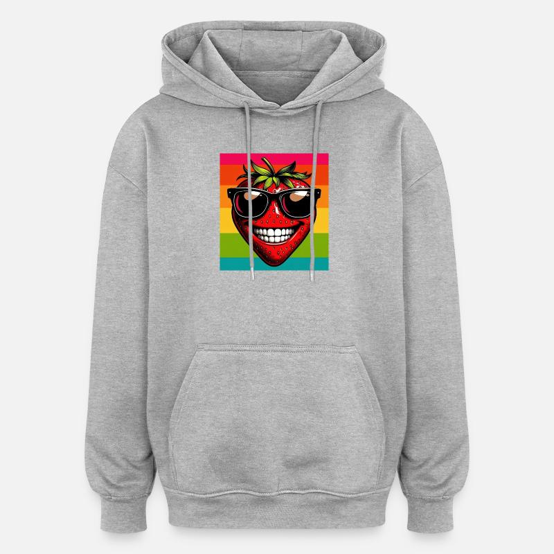 Erdbeeren Erdbeeren - Oversized Unisex Hoodie - Grau meliert