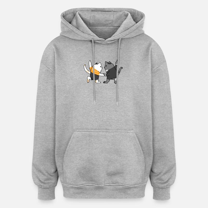 Chats dansants - Sweat à capuche oversize unisexe - gris chiné