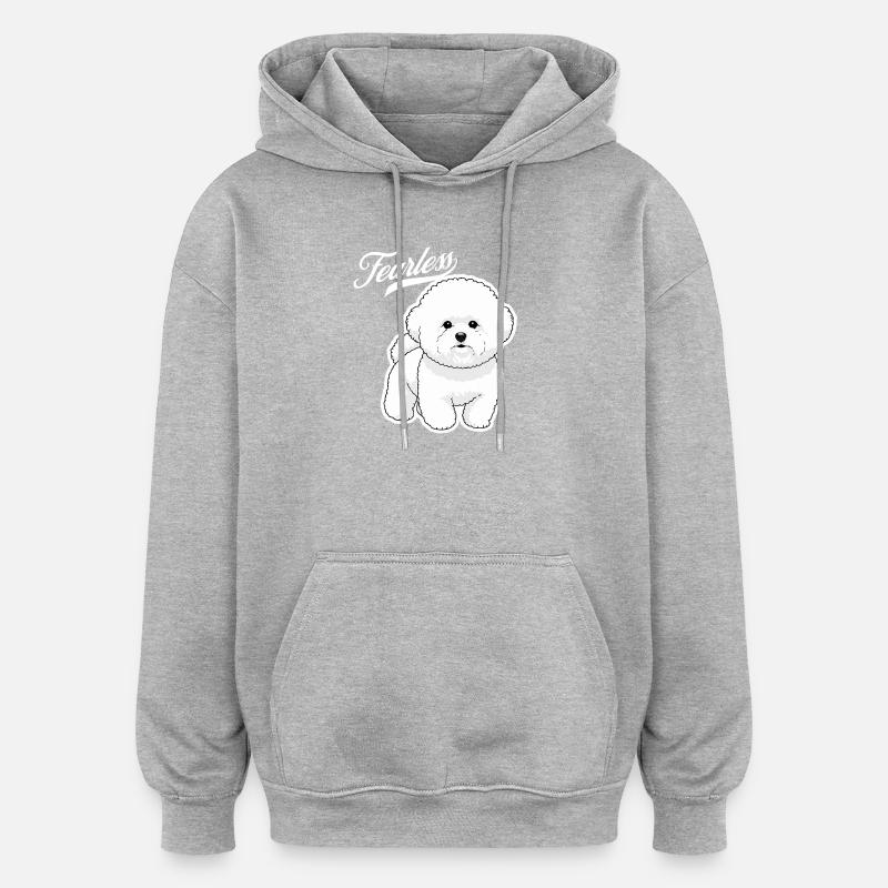 Caniche Courage  - Sweat à capuche oversize unisexe - gris chiné