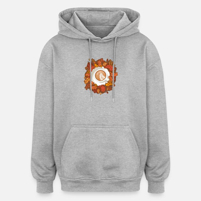 Leaves are Falling, Coffee is Calling - Oversized Unisex Hoodie - Grau meliert