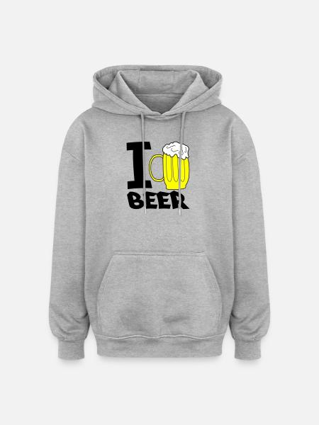 Yellow Beer Mug Sketch - Oversized Unisex Hoodie - heather grey
