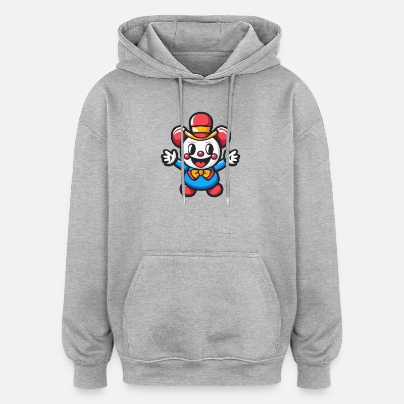 Halloween Clown Mignon Bande dessinée - Sweat à capuche oversize unisexe - gris chiné
