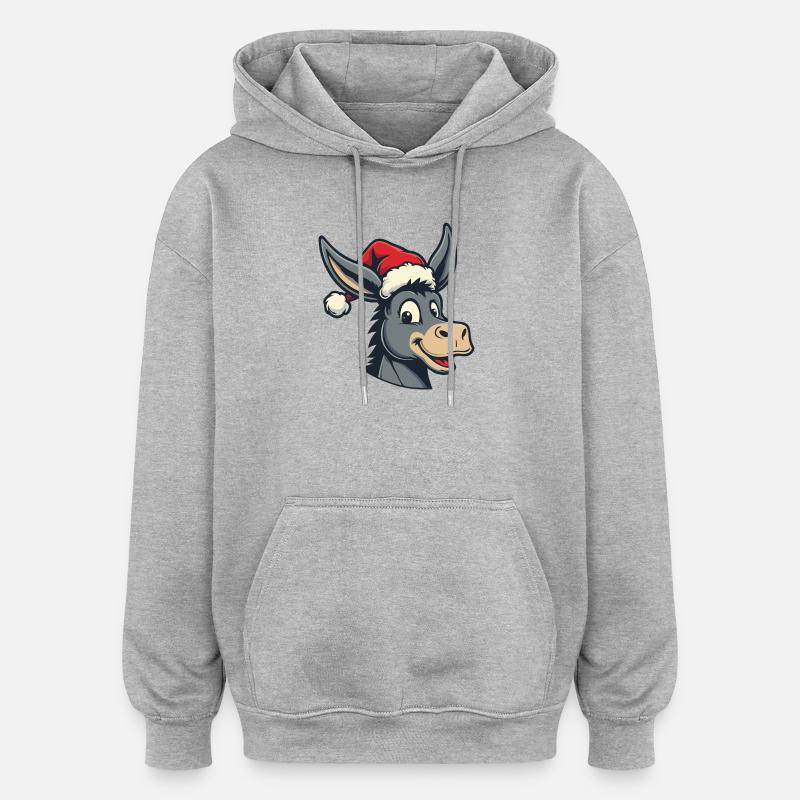 Âne de Noël - Sweat à capuche oversize unisexe - gris chiné