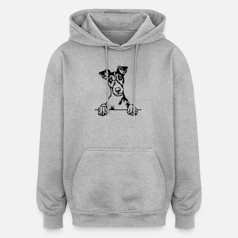 Foxterrier Kopf - Oversized Unisex Hoodie - Grau meliert