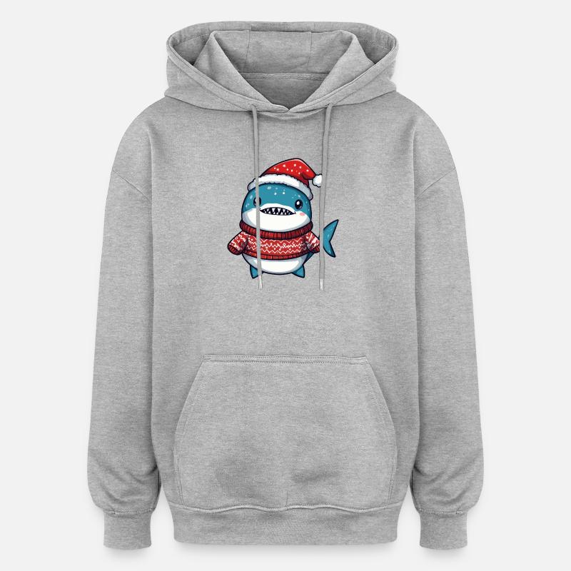 Noël de Requin - Sweat à capuche oversize unisexe - gris chiné