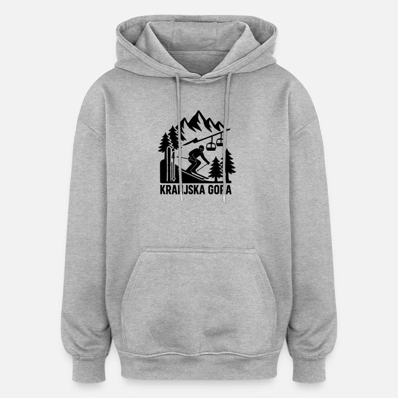 Ski de Kranjska Gora - Sweat à capuche oversize unisexe - gris chiné