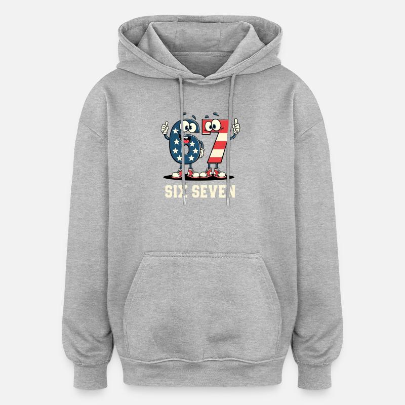US Flag 67 Memes Six Seven - Sweat à capuche oversize unisexe - gris chiné