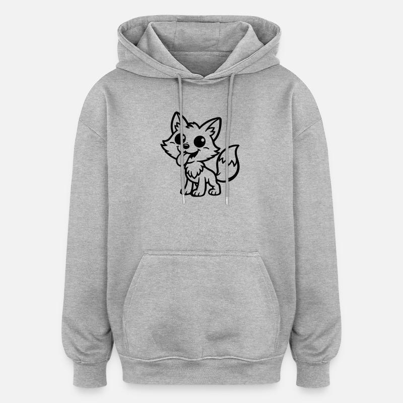 Fuchs Comic Lustig - Oversized Unisex Hoodie - Grau meliert