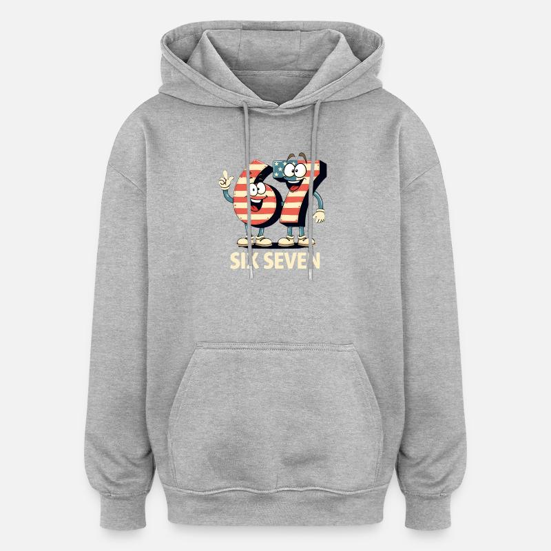 US Flag 67 Memes Six Seven - Sweat à capuche oversize unisexe - gris chiné