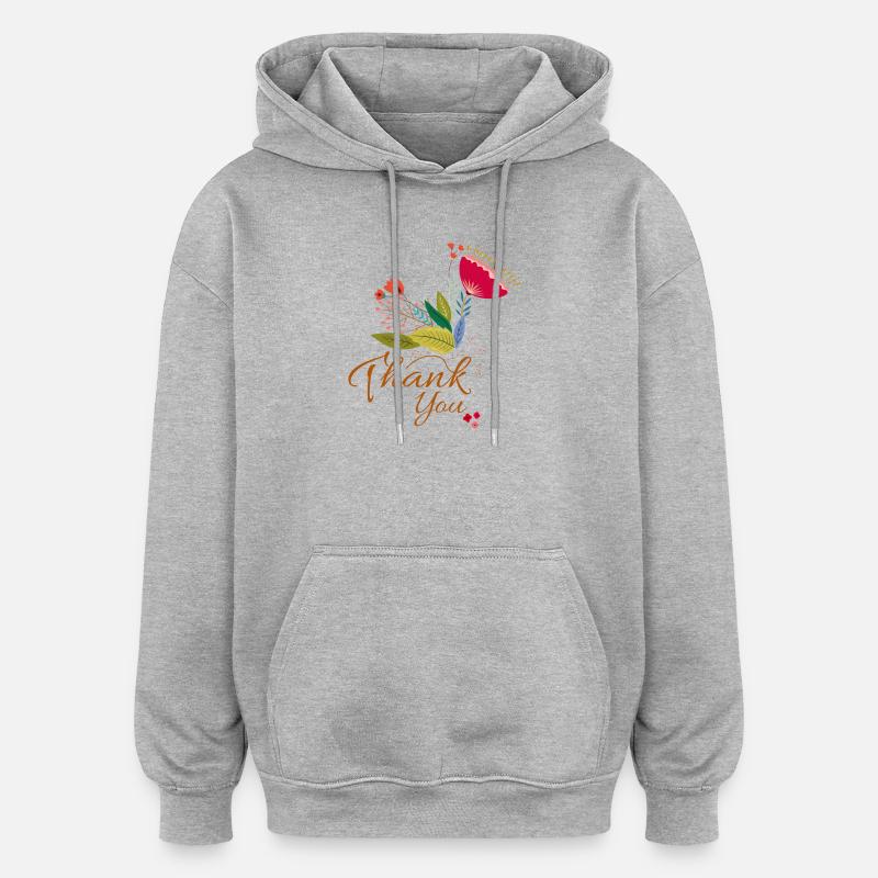 Fleur merci - Sweat à capuche oversize unisexe - gris chiné
