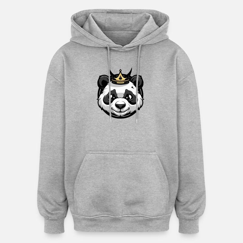 Couronne de tête de panda - Sweat à capuche oversize unisexe - gris chiné