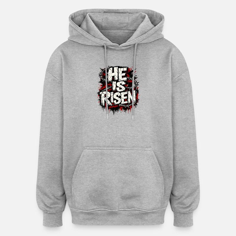 Logo de l’équipe Jésus - Sweat à capuche oversize unisexe - gris chiné