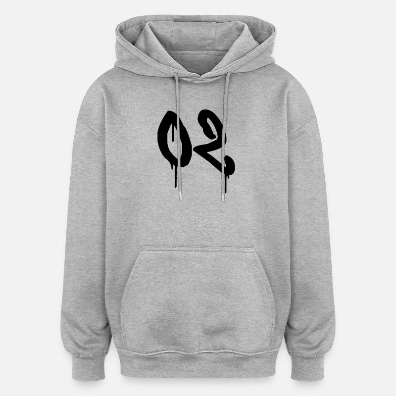 Nummer 02 Urbaner Graffiti-Stil - Oversized Unisex Hoodie - Grau meliert