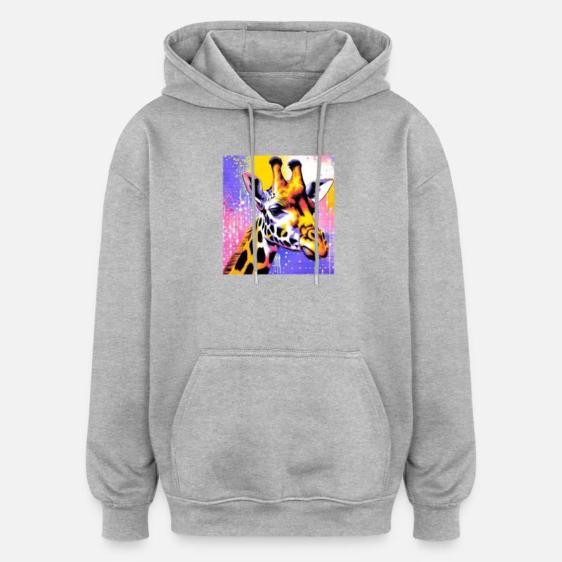 Giraffe - Oversized Unisex Hoodie - Grau meliert