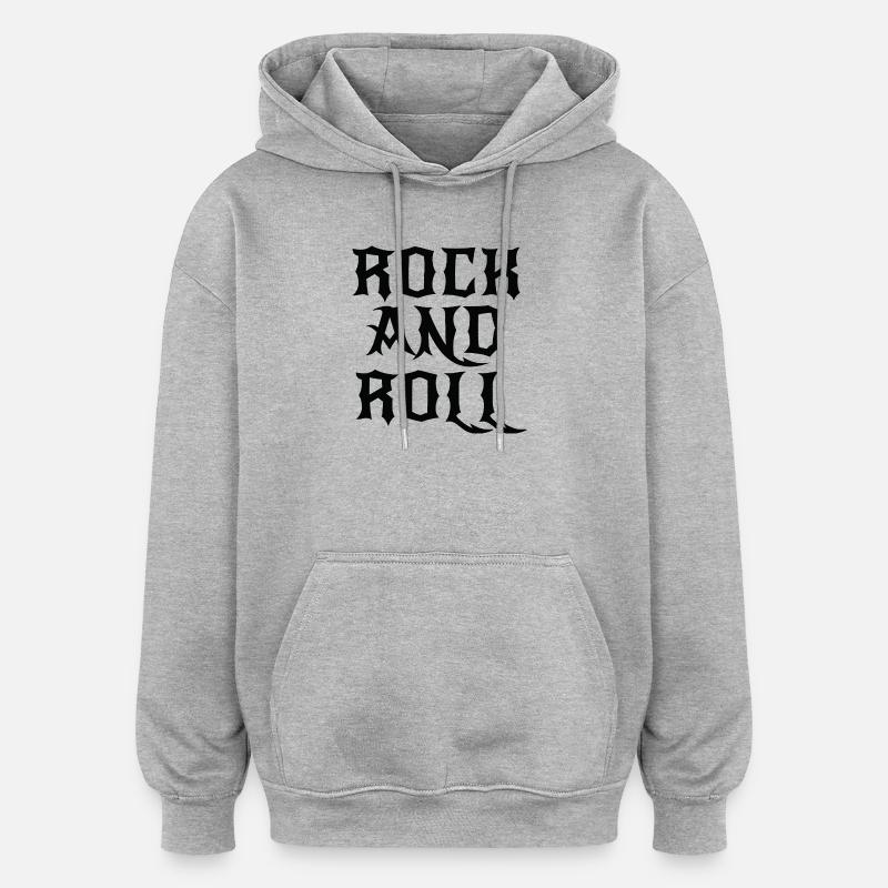 Logo gothique rock and roll - Sweat à capuche oversize unisexe - gris chiné