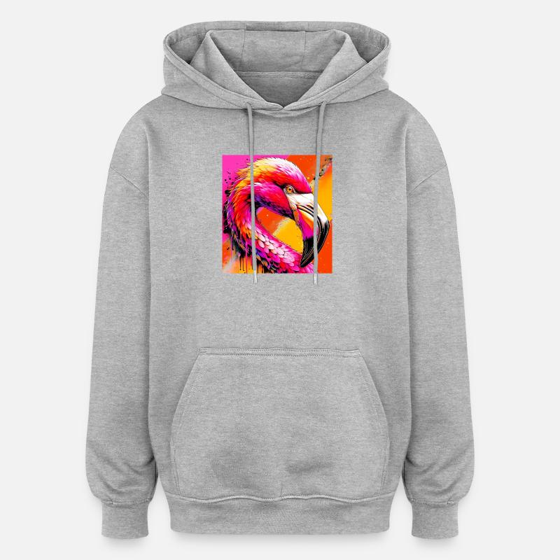 flamingo - Oversized Unisex Hoodie - heather grey