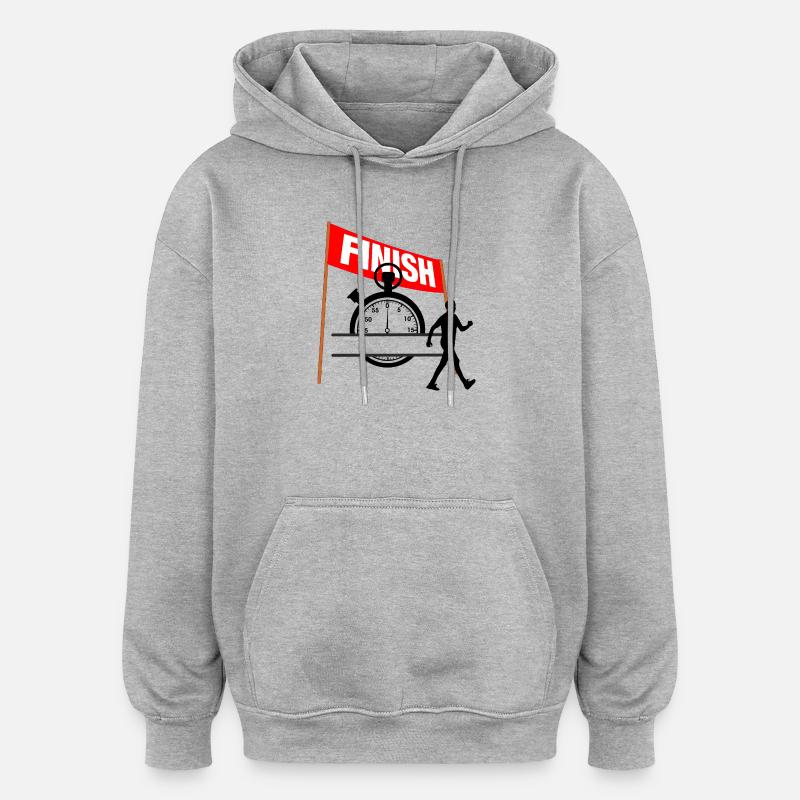 Temps d’arrivée marchant Hommes - Sweat à capuche oversize unisexe - gris chiné