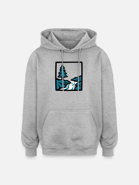 River Forest Nature Logo - Oversized Unisex Hoodie - heather grey