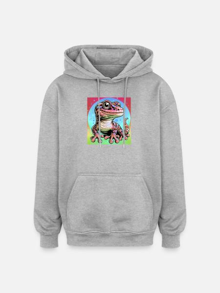 Gecko - Oversized Unisex Hoodie - Grau meliert