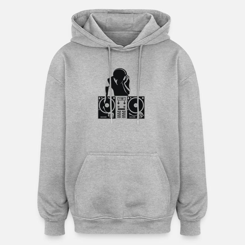 dj - deejay - Sweat à capuche oversize unisexe - gris chiné