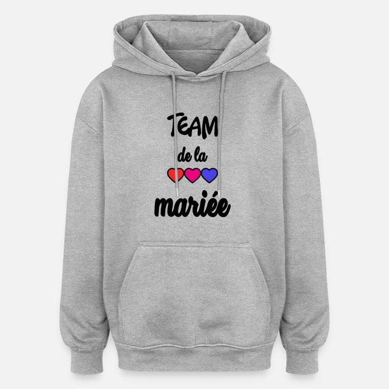 TEAM MARIEE - Sweat à capuche oversize unisexe - gris chiné