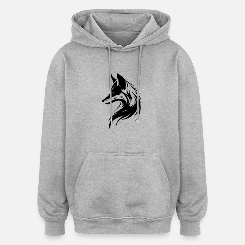 Élégant Beau Renard élégant - Sweat à capuche oversize unisexe - gris chiné