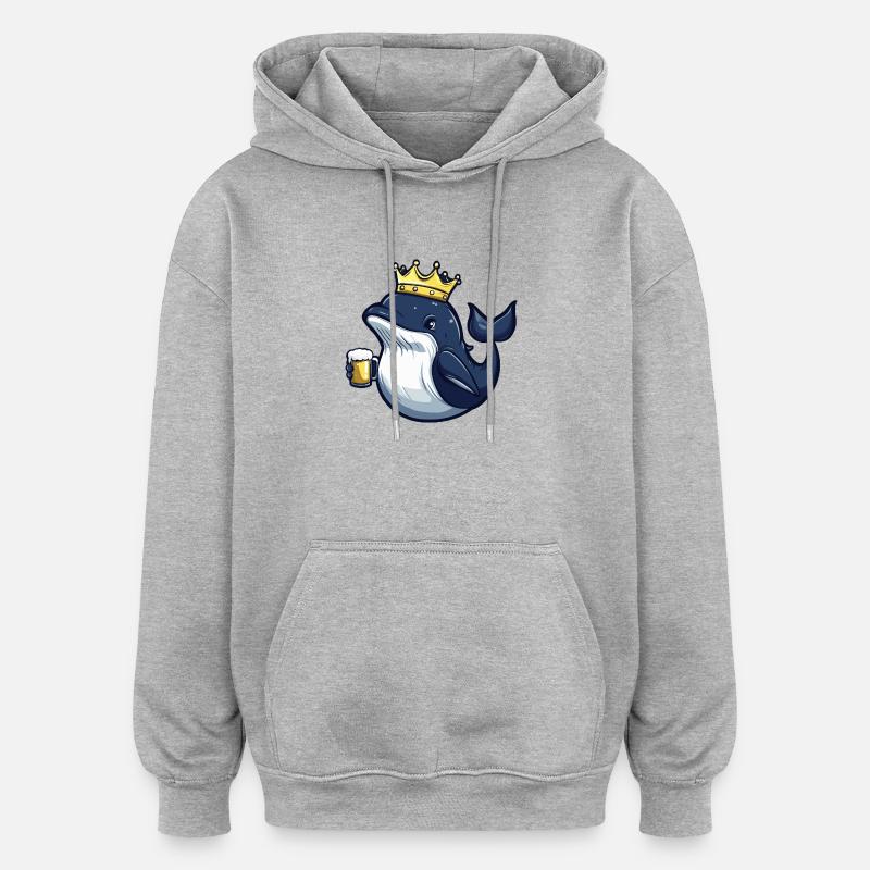 Bière de baleine drôle - Sweat à capuche oversize unisexe - gris chiné