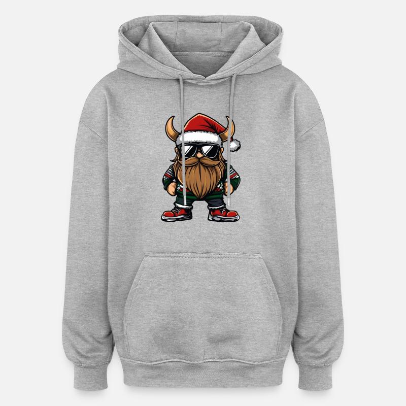 Viking Noël Cool Noël - Sweat à capuche oversize unisexe - gris chiné
