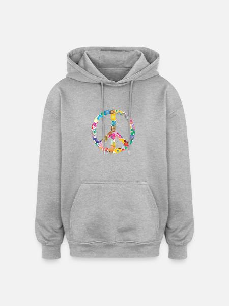Peace Flower Idea Gift - Oversized Unisex Hoodie - heather grey