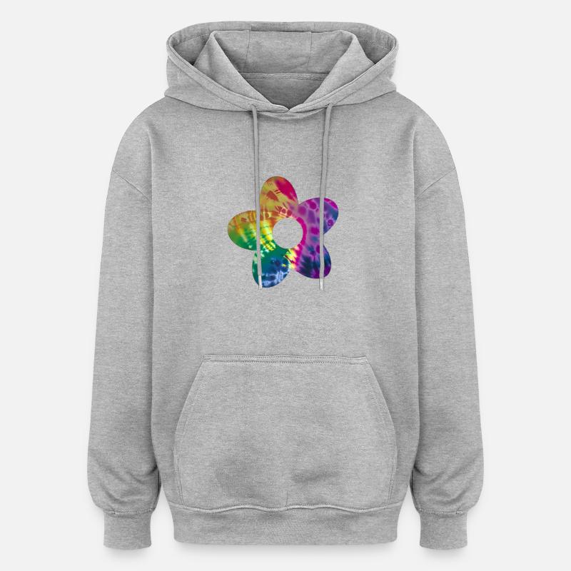 Fleur de Batik - Sweat à capuche oversize unisexe - gris chiné