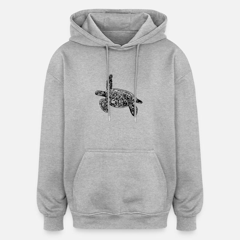 Turtle - vector design - Oversized Unisex Hoodie - heather grey