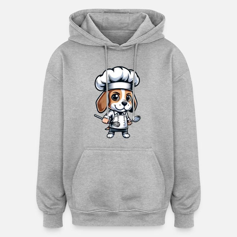 Cute Beagle Chef Comic Design - Oversized Unisex Hoodie - heather grey