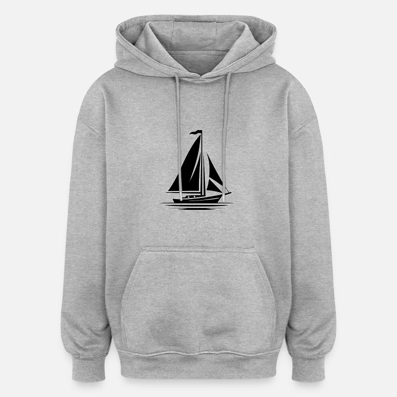 Contour du voilier - Sweat à capuche oversize unisexe - gris chiné