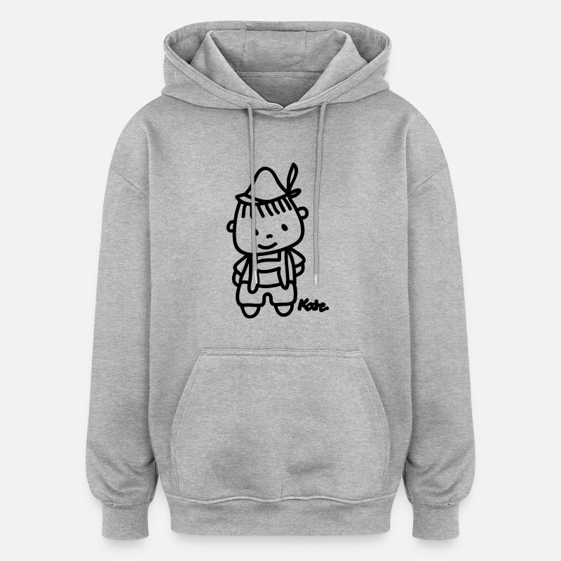 Tyrolien - Sweat à capuche oversize unisexe - gris chiné