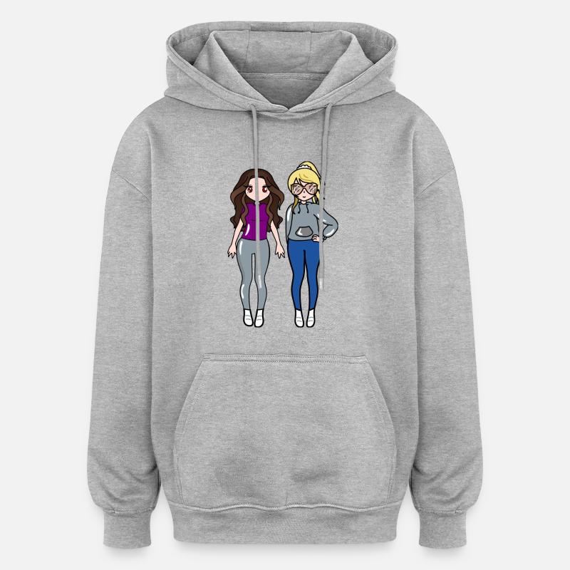2 filles, chemisier violet - Sweat à capuche oversize unisexe - gris chiné