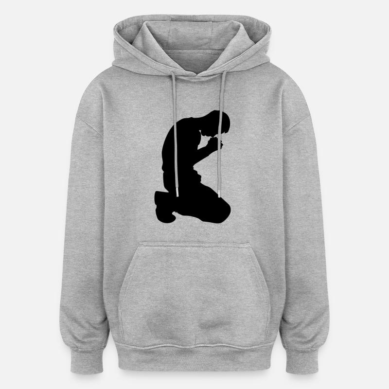 Prayer Silhouette - Sweat à capuche oversize unisexe - gris chiné